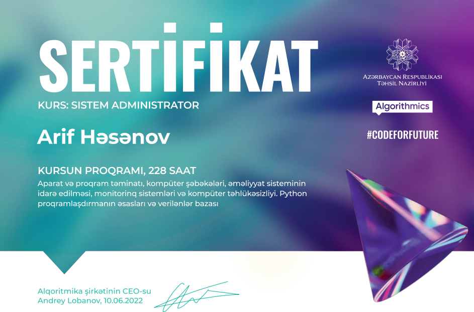 My certificate